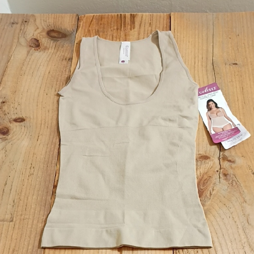 Curvees Essential Open Bust Control Tank in Nude Size L NWT
